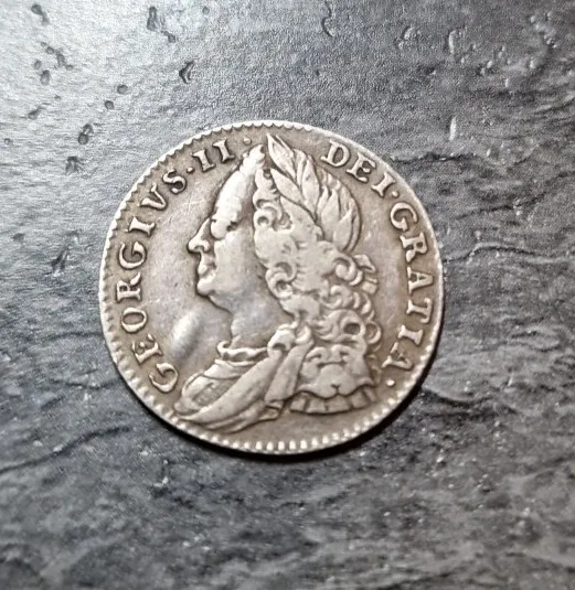 1757 George II Early Milled Silver Sixpence, VGC