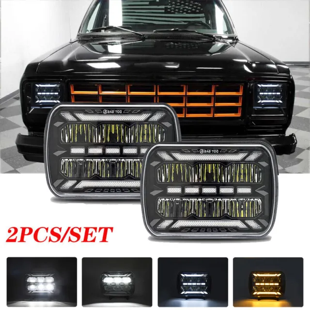 Pair 5x7" 7x6" 300W LED Headlights Hi/Lo Beam For Dodge D150 D250 D350 Ram 50 H4