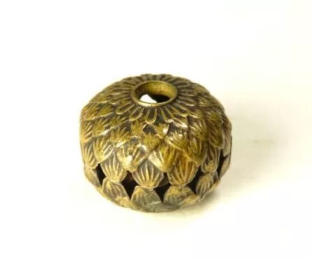 Meiji period Japan antique copper chrysanthemum Ojime Bead inro netsuke