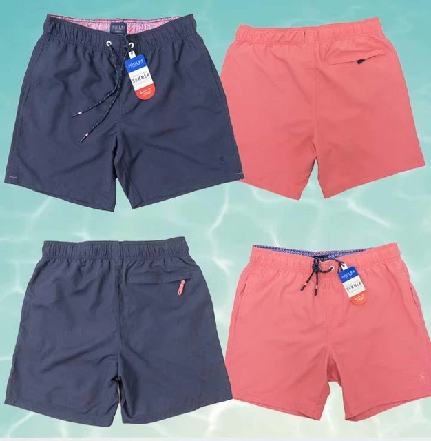 JOULES SWIM SHORTS Mens Salmon Pink Pockets Drawstring Mid Length 30
