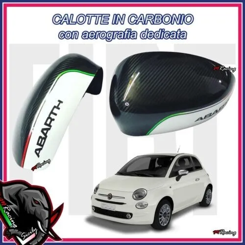 COPPIA CALOTTE SPECCHIETTI Abarth Carbonio Fiat 500 - Grande Punto EUR  189,00 - PicClick IT
