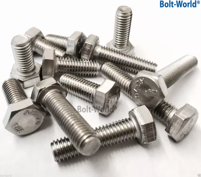 1/4, 5/16, 3/8, 1/2" Unc Hex Set Screws A2 Stainless Steel Fully Threaded Bolts