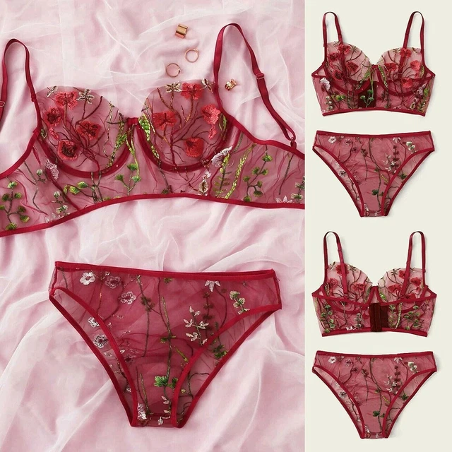 Set reggiseno perizoma bagno biancheria intima trasparente reggiseni floreali ve