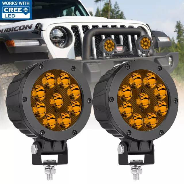 2X 5" Cree LED Round Driving Off Road Lights Spot Work Headlights Pods Truck UTV