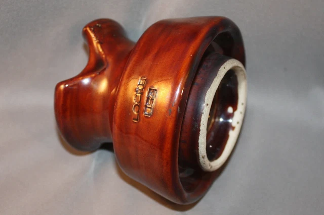 Vintage LOCKE Medium Brown Ceramic Porcelain Insulator USA 3 3/8" 7