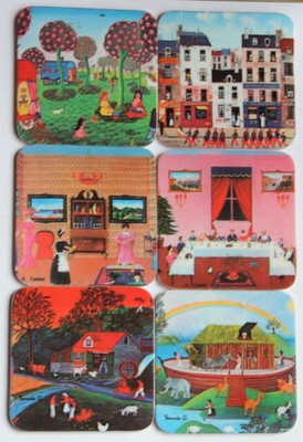 Lot de 6 dessous de verre Motif peinture de Paris vintage 