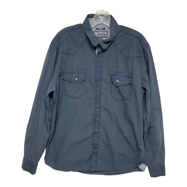 American Rag Men's Button-Down Shirt Long Sleeve Causal Fit Blue Solid Size L