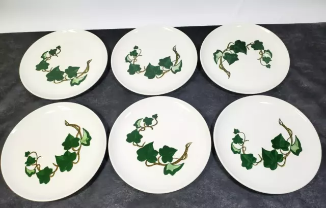 Vintage Set Of 6 Dinner Luncheon Plates Metlox Poppytrail California Ivy 9 3/8"