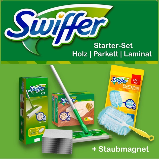 Set Swiffer Tergicristalli +8 Panni +18 Panni Legno Parquet Laminato + Magnete Polvere