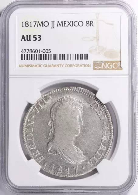 1817 Mo JJ Mexico 8 Reales Silver KM-111 NGC AU53