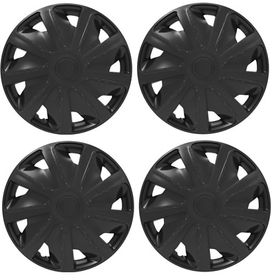 Vw Crafter Van Deep Dish Wheel Trims Cover Black Full Set Hub Caps 15" Inch