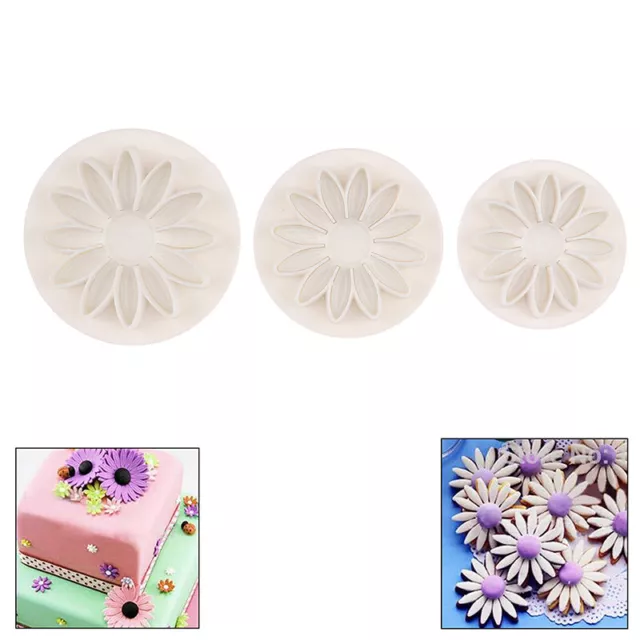 3 pz Set di taglierine per fondente in plastica con girasole per decorazioni
