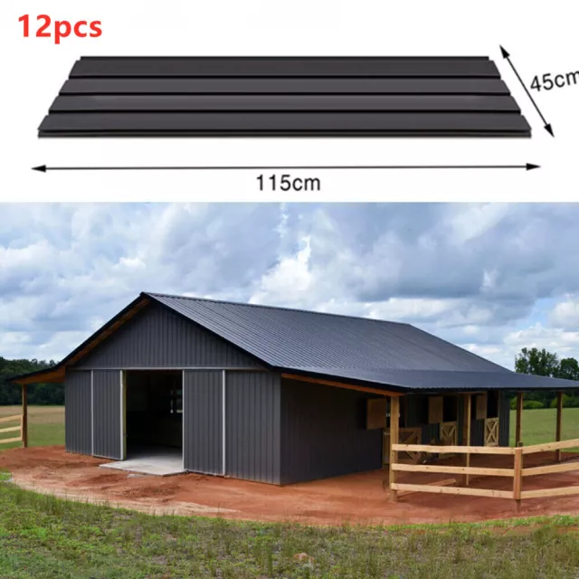 12 PCs Corrugated Roof Sheets Profile Galvanized Metal Roofing Carport UK STOCK~