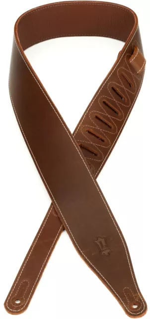 Levy's M17BSS-BRN 2.5" Wide Pull-Up Butter Leather Guitar Strap - Brown