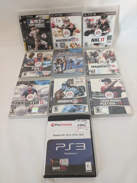 PS3 Lot of 10 -Tigerwoods Madden 11 NHL11 FIFA Soccer Madden10 Sports Champion +