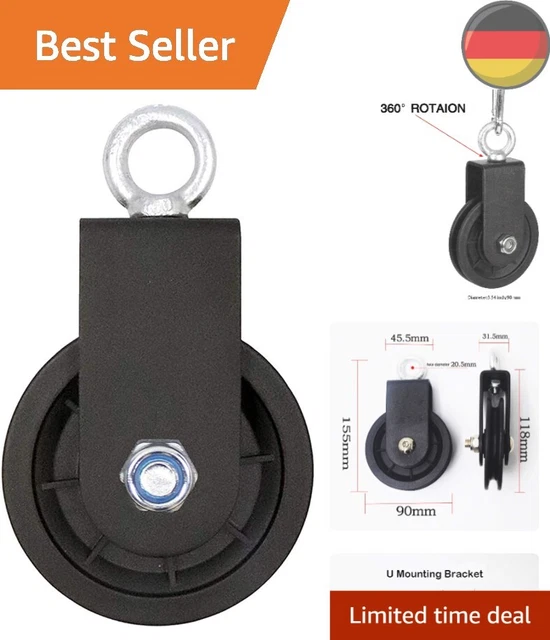 LFJ 90MM SEILROLLE mit U Haltebügel, Block Umlenkrollen für Seile DIY