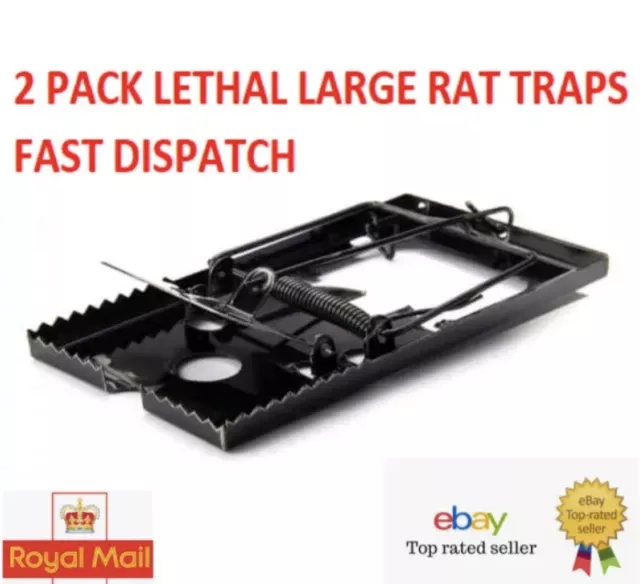 2 X Large Rat Catching Metal Traps Heavy Duty Snap Mouse Trap Bait Pest Catcher