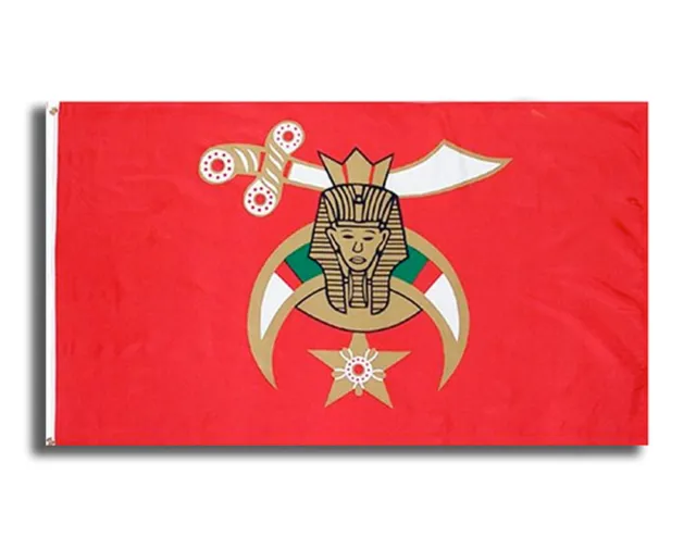 Masonic Shriner 3x5 Polyester Flag - With Red Background Freemasons Symbol