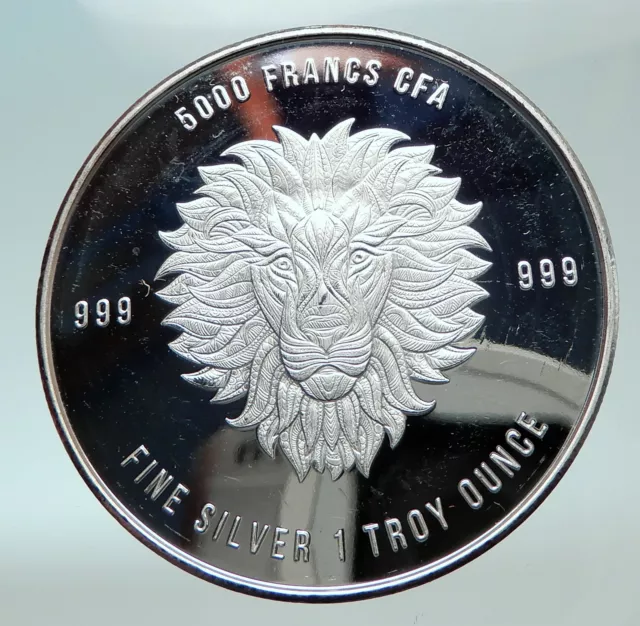 2018 CHAD Lion Shield Goat Face Proof Genuine Silver 5000 Franc Coin i82131