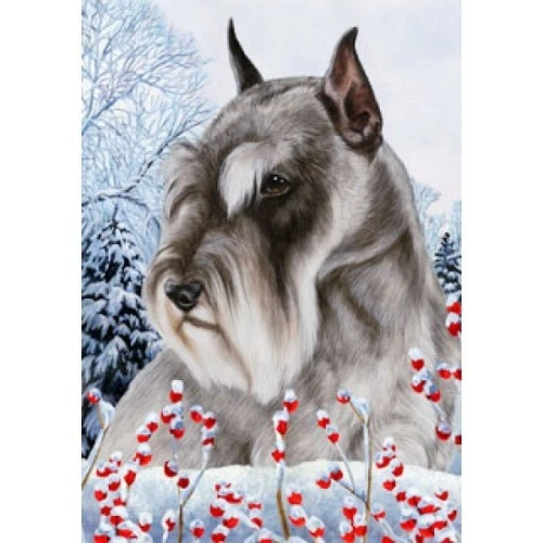 Winter Garden Flag - Grey Schnauzer 150121