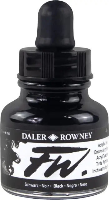 Tinta Daler-Rowney FW, 29,5 ml, negra India