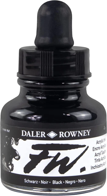 Tinta Daler-Rowney FW, 29,5 ml, negra India