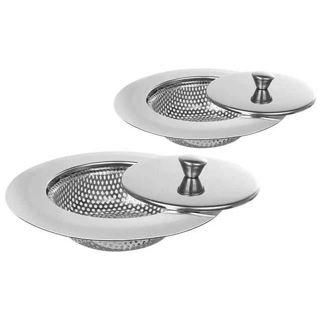 2 Crépines D'Évier Grises En TPR - Filtre Anti-Bouchage Avec Ventouses Pour Évier Cuisine | Tamis Évacuation Jusqu'à Ø 70 Mm