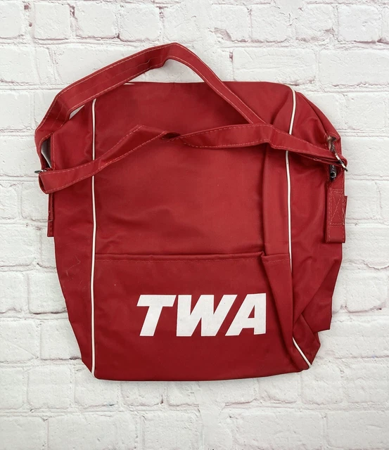 Vintage TWA Trans World Airline Red Carry On Flight Bag