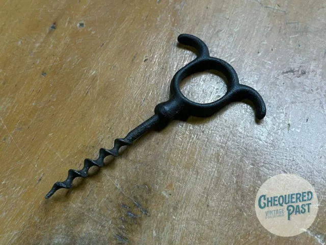 c.1900 Antique Iron 3-Finger Pull Corkscrew Victorian Era Cast Iron Ornate