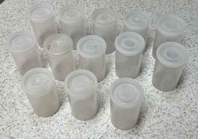 Lot of 13 Vintage Translucent * Clear * Plastic 35mm Film Canisters Containers