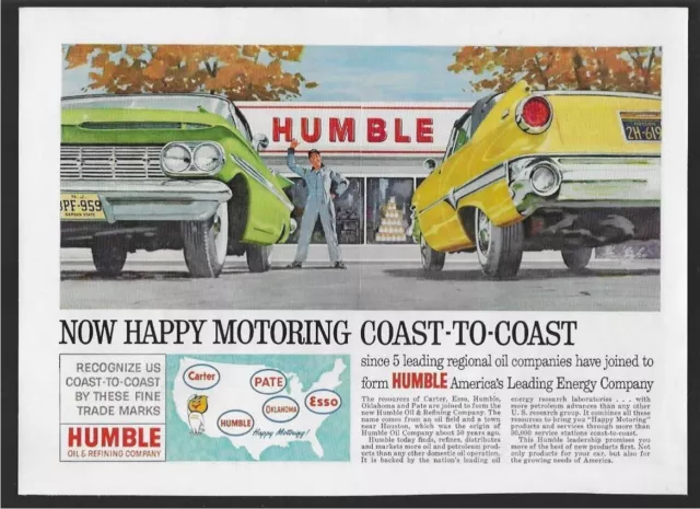 Humble Oil Service Stations & Mead Paper Products And Packaging 1960 Print Ads