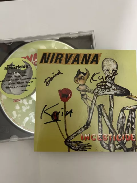 Nirvana ‘Incesticide’ Signed Cd By Kurt Cobain & Dave Grohl & Krist Novoselic