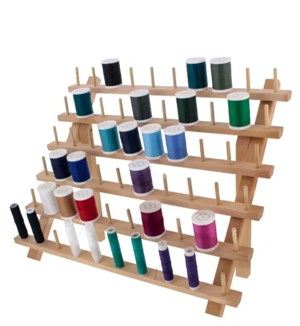 JumblCrafts 60-Spool Wooden Embroidery Thread Holder w/Hanging Hooks