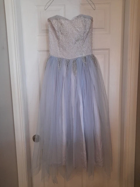 Vintage Dress Gown Dance Ballet Light Blue Sequins XXS