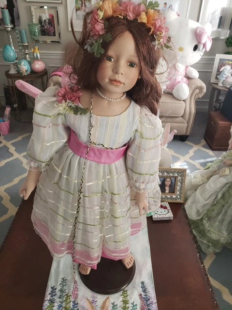 Duck House Heirloom Porcelain 36” Doll w stand