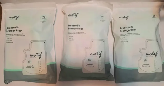 Motif 8oz Breastmilk Storage Bags 90 Ct New Factory Sealed 3pks of 90 count