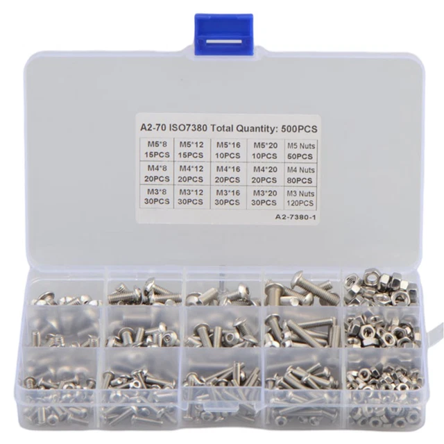 500 pièces de vis RC Kit de réparation d'outils RC Écrous à tête hexagonale M3 M4 Coquille de noix Boucle de fixation pour voitures RC 1/8 1/10 1/12 échelle Camions Crawler Pièces