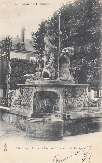 Carte postale ancienne MEURTHE-ET-MOSELLE NANCY fontaine place de la carrière