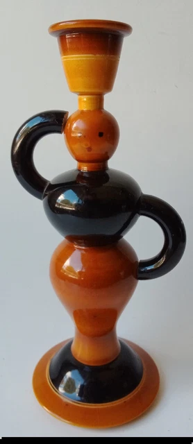 5" Channapatna Lac-turnery Lacquered Wood Indian Woman Candlestick