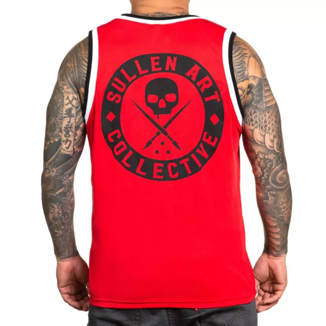 Sullen Herren Boh Trikot Rot Ärmelloses Tanktop Hemd Kleidung Bekleidung Tattoo