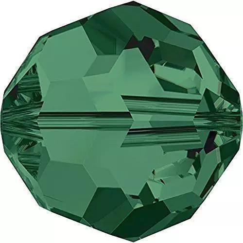 6 CRISTALLI ORIGINALI SWAROVSKI ROUND TONDO 4 MM Emerald perline verde smeraldo