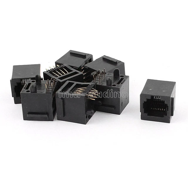 10PCS8P8C RJ45 Jack Modules PCB Mount Network Internet Connectors Module Black
