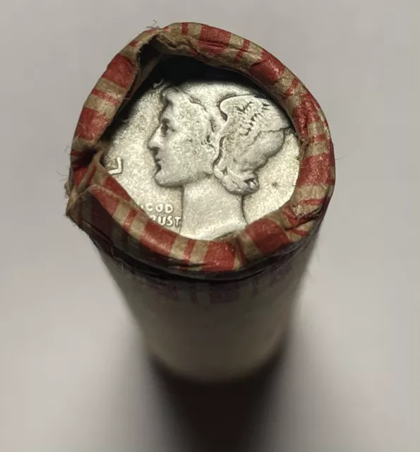 Lincoln Wheat Penny  Rolls Capped with 90% Silver Mercury Dimes ends Wheat Cent