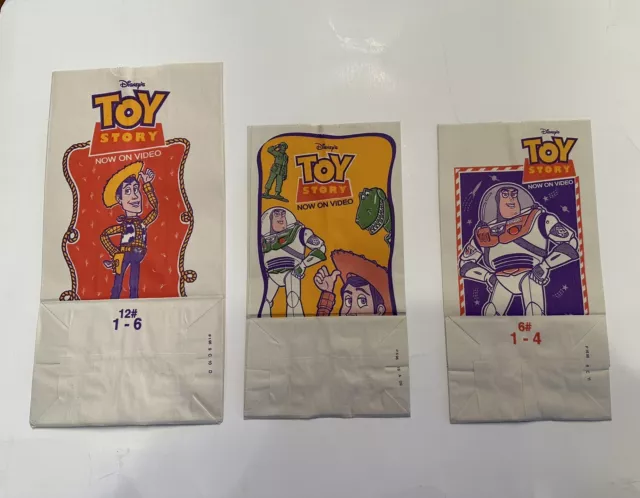 Complete Set Toy Disney Toy Story Now On Video Burger King Kids Meal Bags -1996