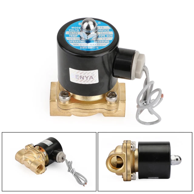 1/2POUCE ÉLECTRIQUE ELECTROVANNE Laiton Pour l'Eau Air Gaz Diesel 12/24/220V FR EUR 32,39
