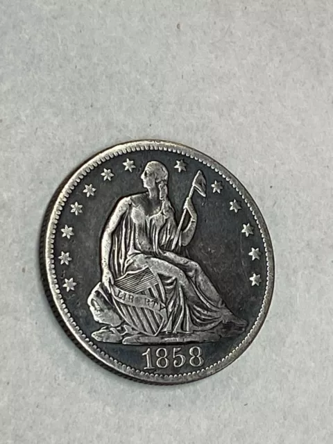 1858 Seated Liberty .900 SILVER Half Dollar