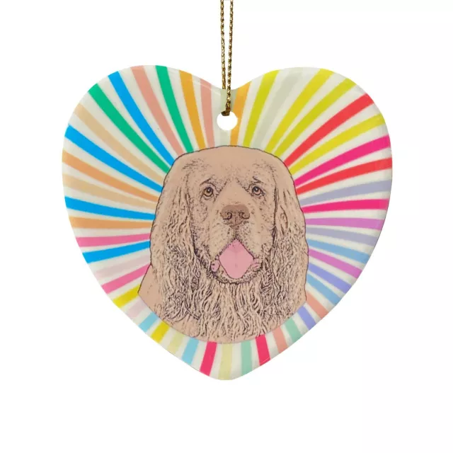 Clumber Spaniel Heart Ornament - Ceramic