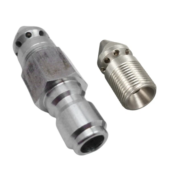 Pressure Washer Drain Sewer Cleaning Jetter Nozzle 3/8 Jets Male/Quick-Connect