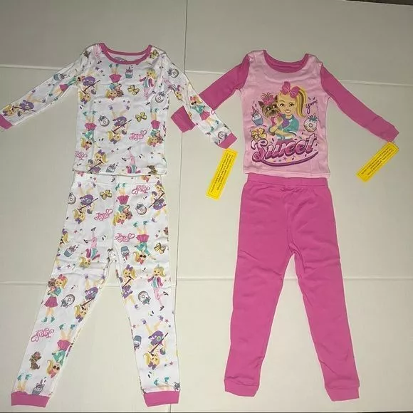 Nickelodeon JoJo Siwa Toddler Girls 4-Piece Pink Pajama Set,Size 4.
