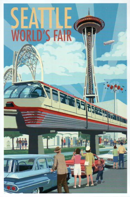 Space Needle & Monorail, Seattle World's Fair, Washington State Modern Postcard